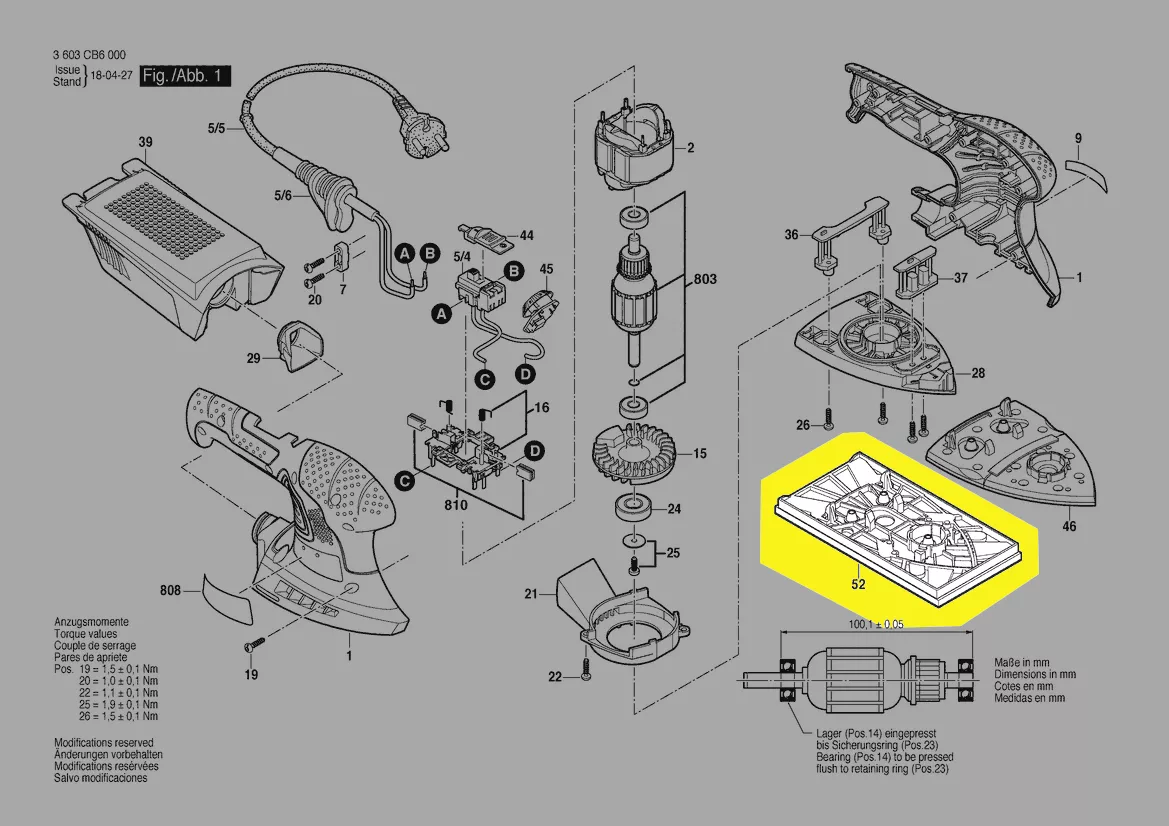 Plateau de ponçage rectangulaire PSM 200 AES BOSCH